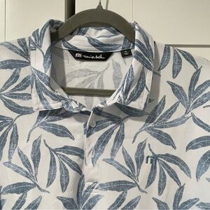 Travis Mathew XL White Floral Gulf of Mexico Performance Polo Golf